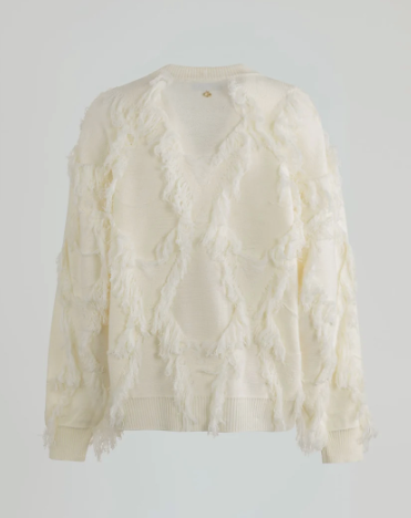 Pullover GAELLE PARIS  paricollo a rombi con pendaglio logato sul retro