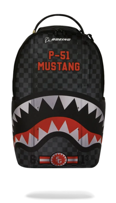 ZAINO SPRAYGROUND BOEING P-51 MUSTANG SHARKMOUTH BACKPACK 910B9647NSZ