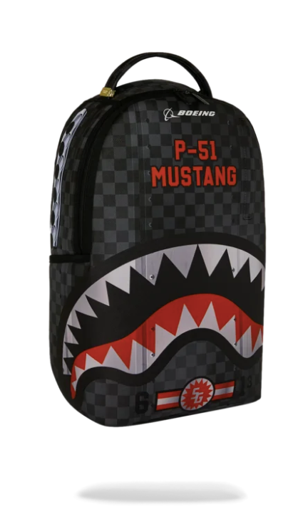 ZAINO SPRAYGROUND BOEING P-51 MUSTANG SHARKMOUTH BACKPACK 910B9647NSZ