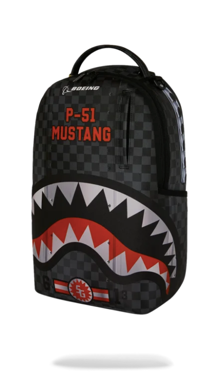 ZAINO SPRAYGROUND BOEING P-51 MUSTANG SHARKMOUTH BACKPACK 910B9647NSZ
