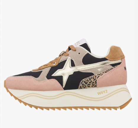 Sneaker W6YZ DEVA-W. Sneakers in suede e tessuto Grigio-Nero-Rosa