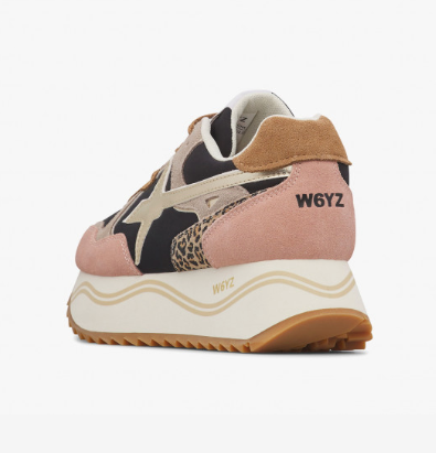 Sneaker W6YZ DEVA-W. Sneakers in suede e tessuto Grigio-Nero-Rosa