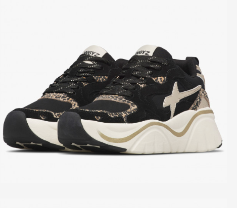 Sneaker W6YZ MIA-W. Sneakers in pelle e tessuto Nero-Bianco-Platino