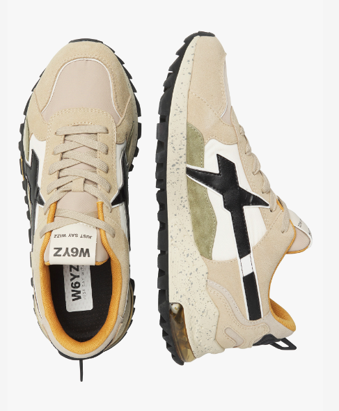 Sneaker W6YZ BREEZE 3-M. Sneakers in tessuto tecnico e suede Beige-Bianco-Nero