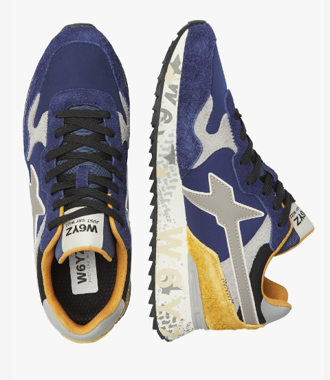 Sneaker W6YZ YAK-M. Sneakers in suede e tessuto Navy-Grigio-Blu