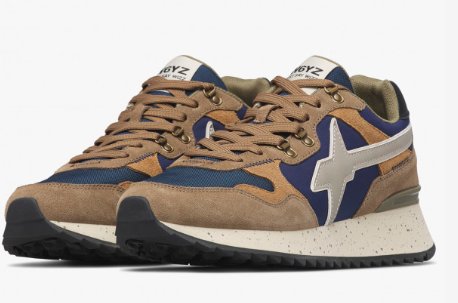 Sneaker W6YZ YAK-M. Sneakers in suede e tessuto Marrone chiaro-Navy