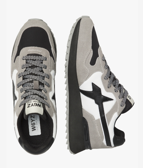 Sneaker W6YZ YAK-M. Sneakers in suede e tessuto Grigio scuro-Nero-Bianco