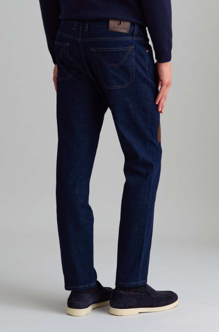 Jeans JECKERSON toppa alcantara marrone denim scuro skinny fit
