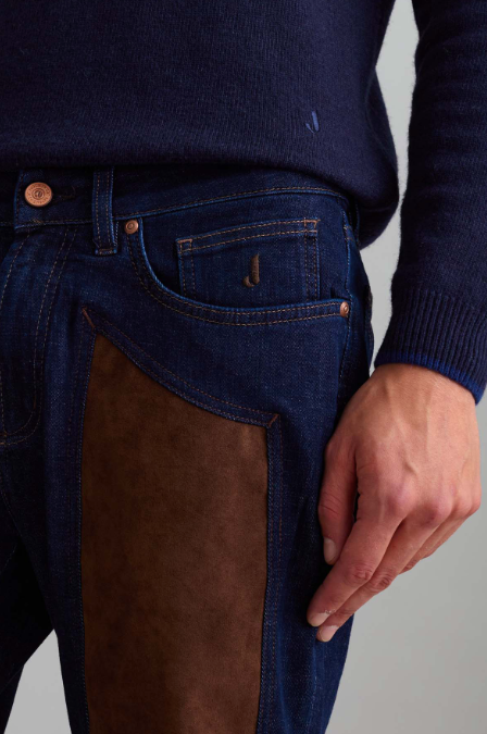 Jeans JECKERSON toppa alcantara marrone denim scuro skinny fit