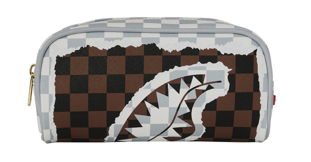 Pochette astuccio Sprayground CREAM AND BROWN TEAR CHECK POUCH