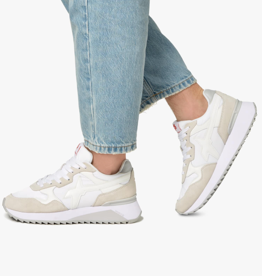 Sneaker W6YZ  in suede e tessuto tecnico - bianco