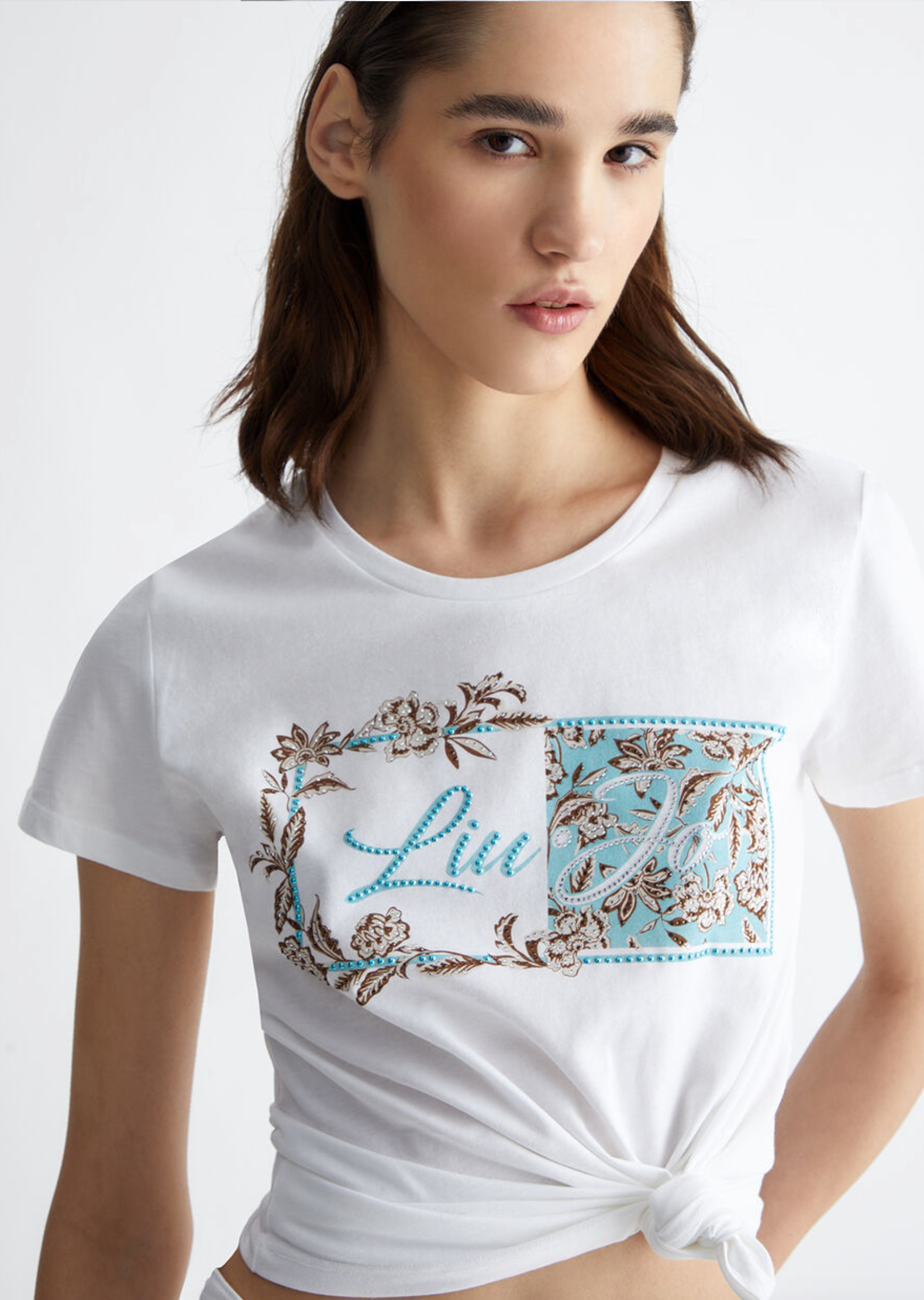 T-shirt LIUJO con stampa e applicazioni