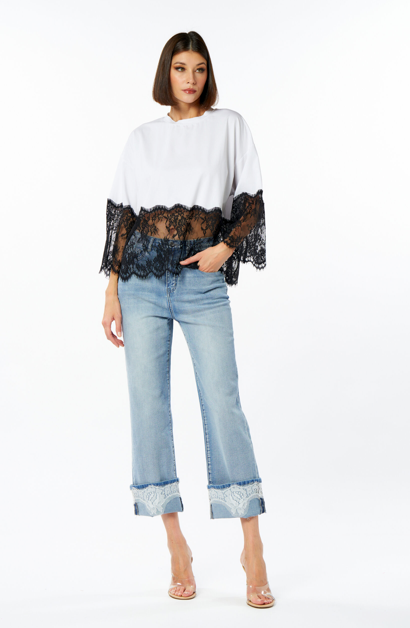 T-shirt NO SECRET over inserto pizzo