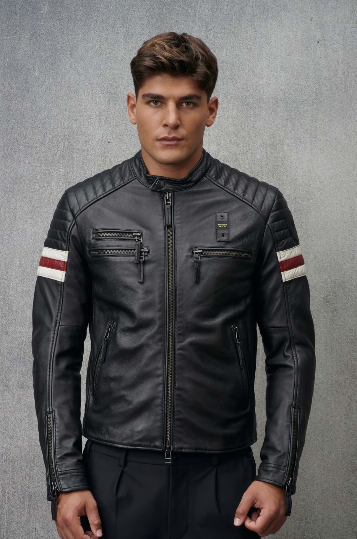 Biker in pelle BLAUER USA multitasche Akron