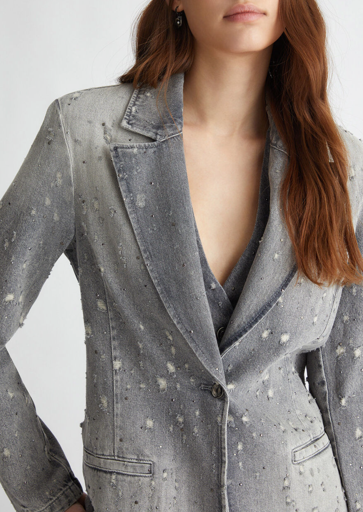 Blazer LIUJO in denim con strass