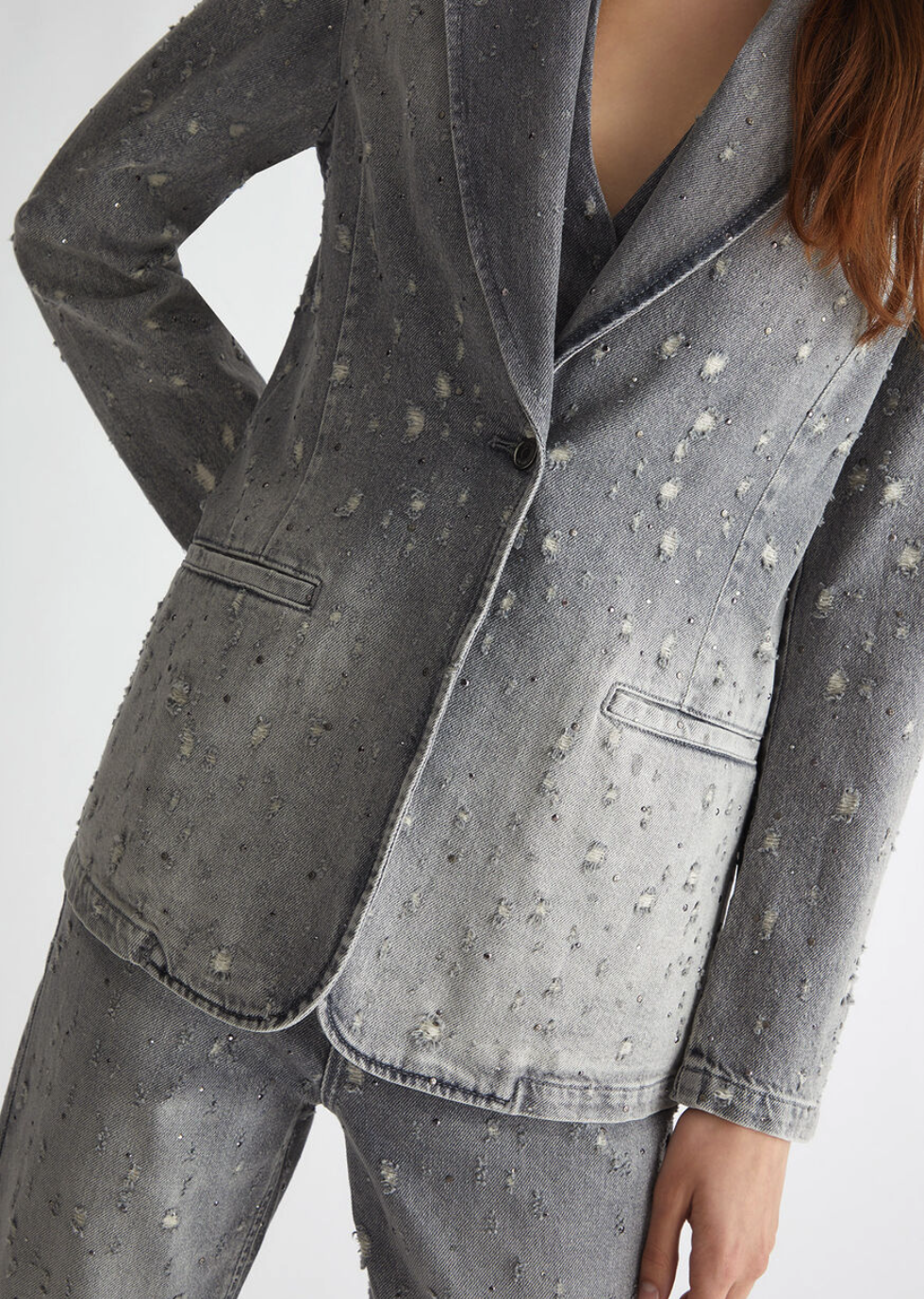 Blazer LIUJO in denim con strass