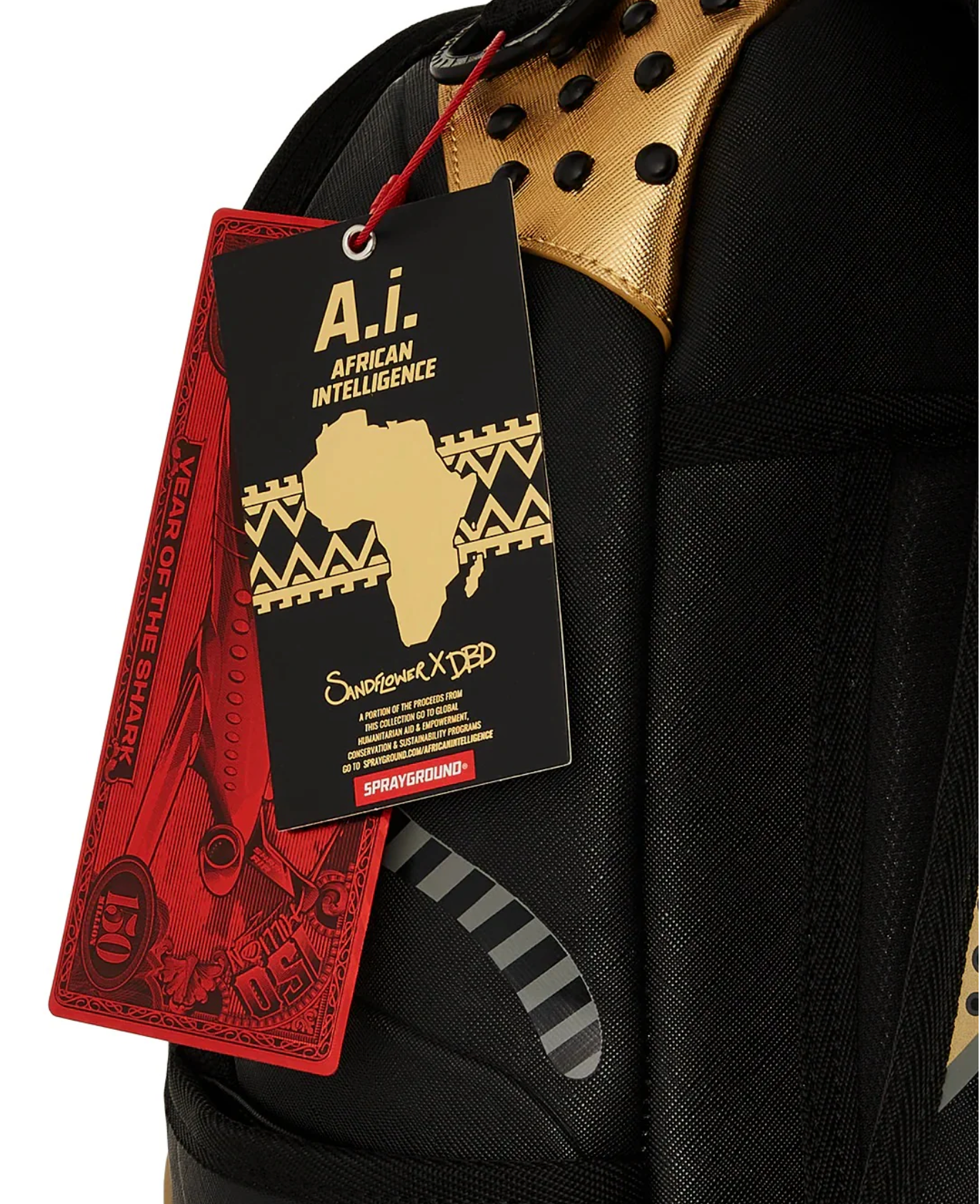 Zaino SPRAYGROUND AI WONDERLAND GOLD AND BLACK BACKPACK