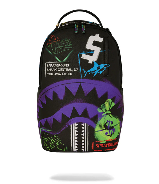 Zaino SPRAYGROUND SHARK CENTRAL STENCILS- BLACK DLXSV BACKPACK