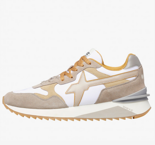 Sneaker W6YZ YAK in tessuto tecnico e suede - tortora-bianco