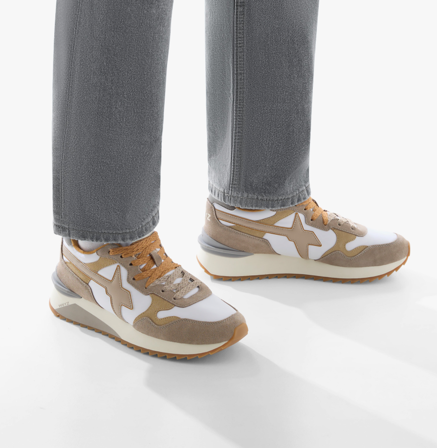 Sneaker W6YZ YAK in tessuto tecnico e suede - tortora-bianco