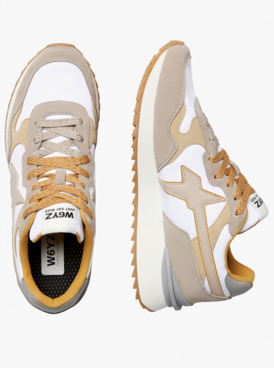 Sneaker W6YZ YAK in tessuto tecnico e suede - tortora-bianco