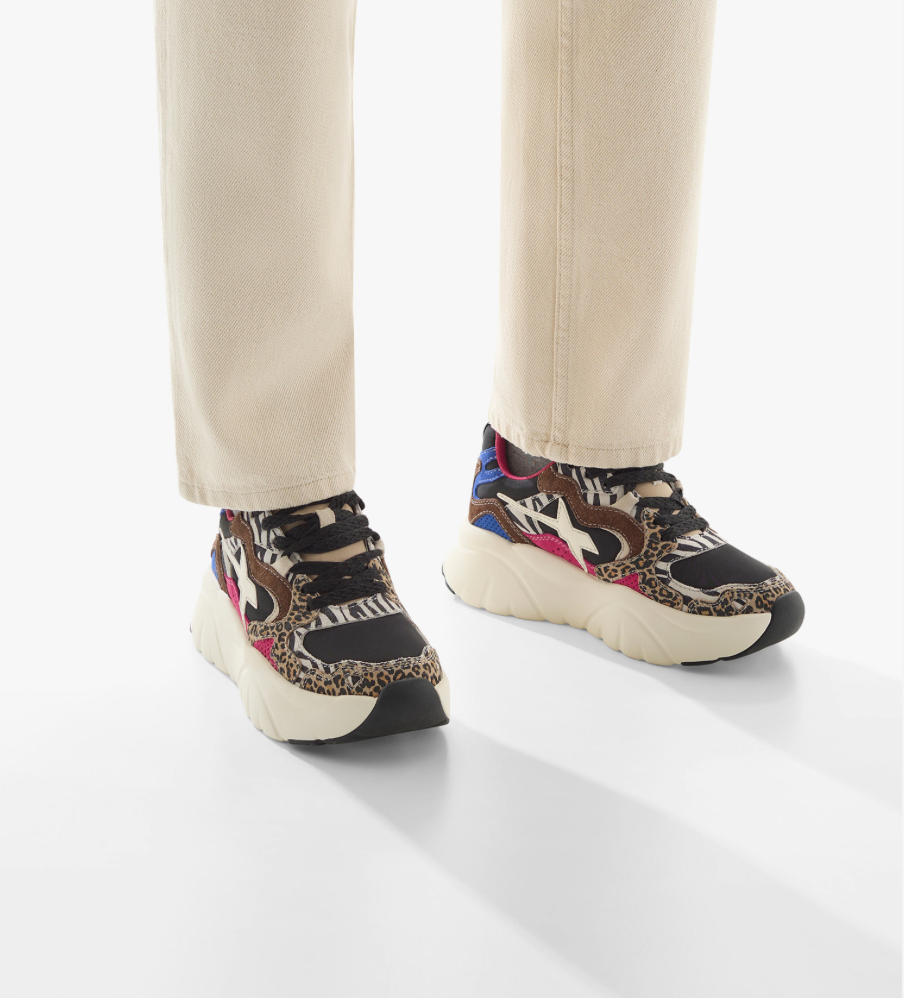 Sneaker W6YZ MIA in suede e tessuto tecnico - nero-marrone