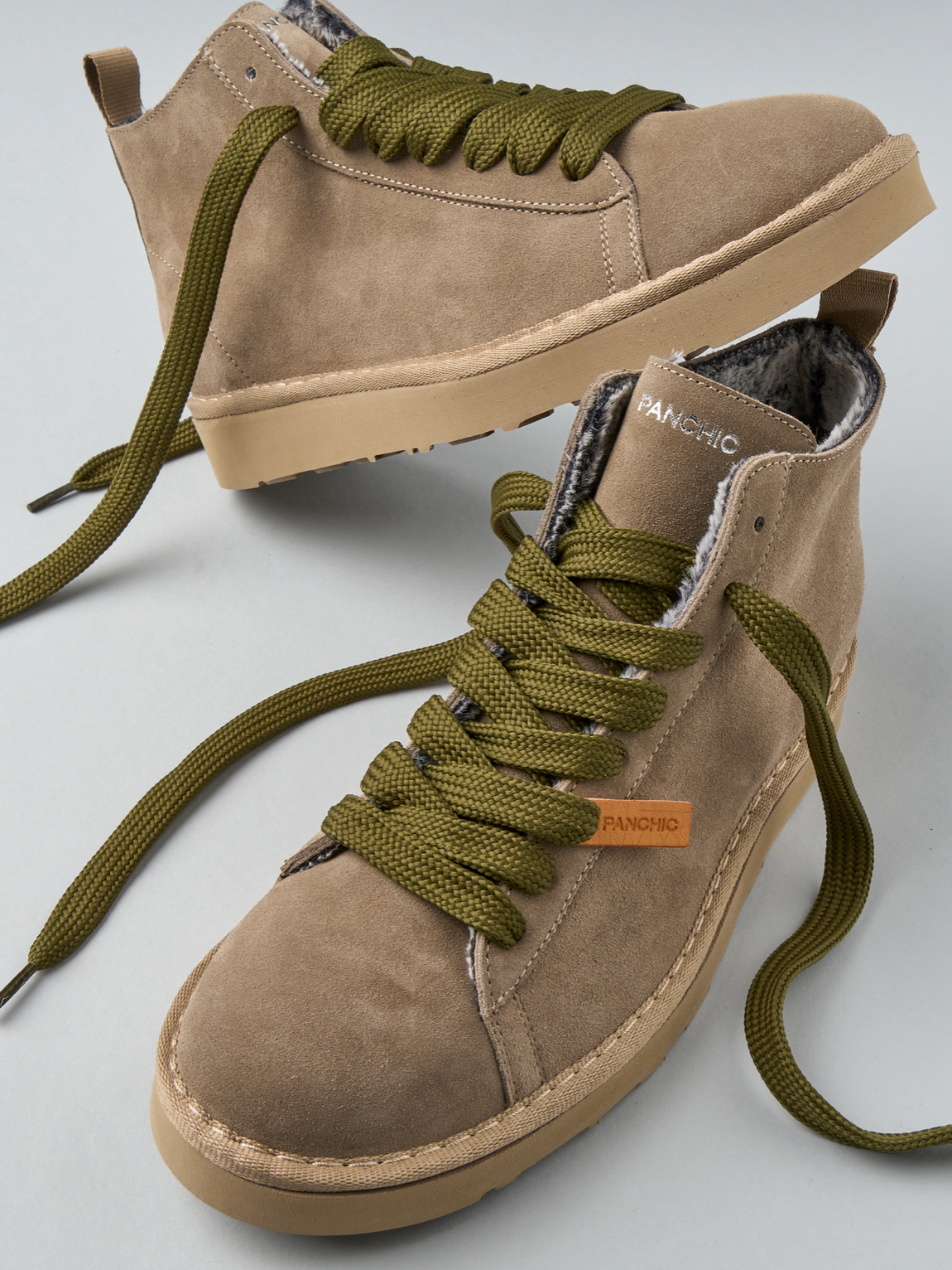 POLACCHINO PANCHIC N CAMOSCIO FODERATO IN FAUX FUR NOCE-MILITARE