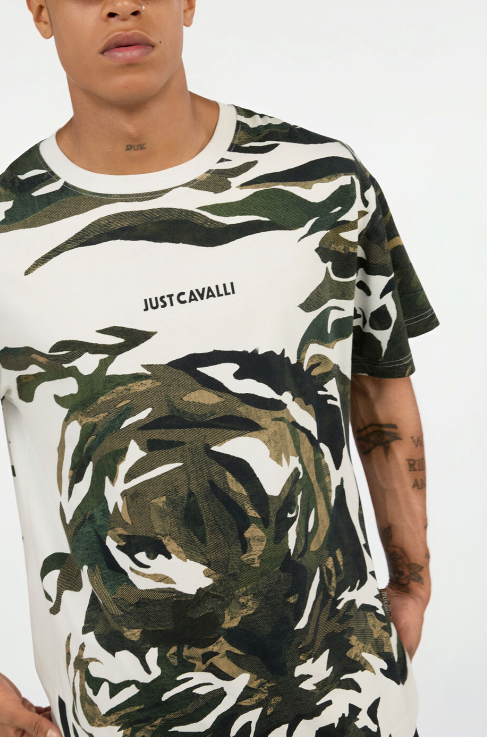 T-shirt JUST CAVALLI stampa Tiger Camu
