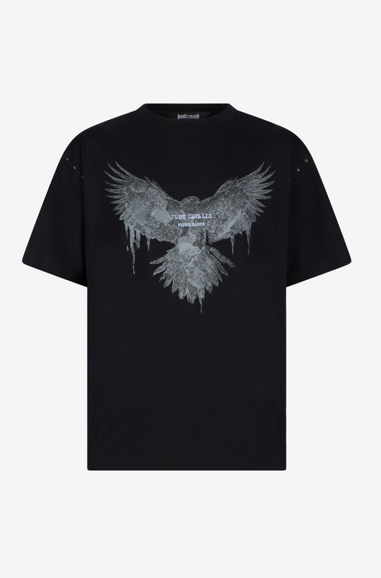T-shirt JUST CAVALLI Stampa Aquila e Borchie