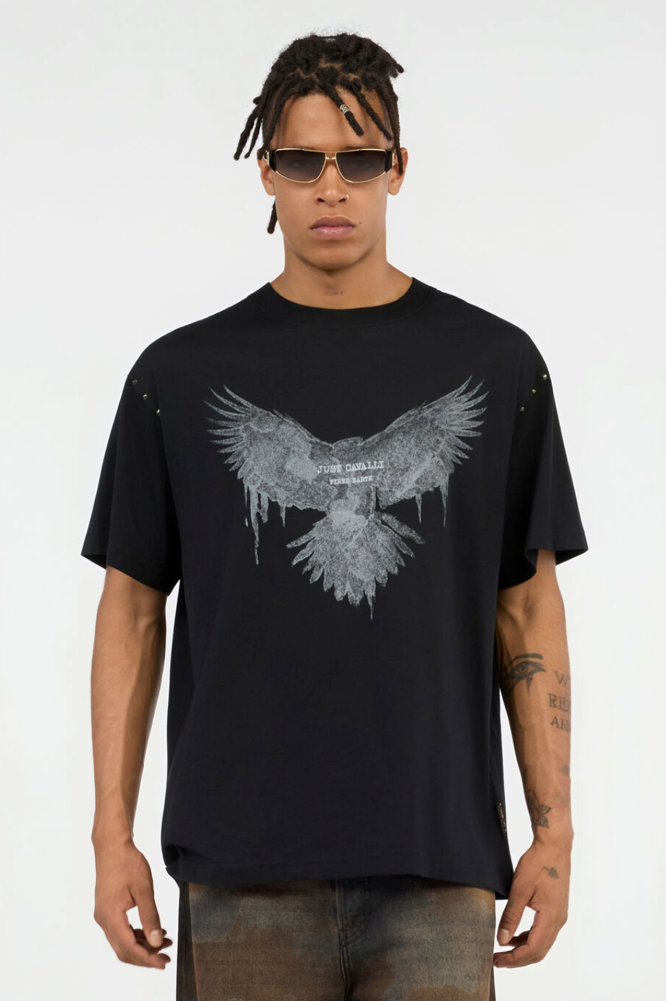 T-shirt JUST CAVALLI Stampa Aquila e Borchie
