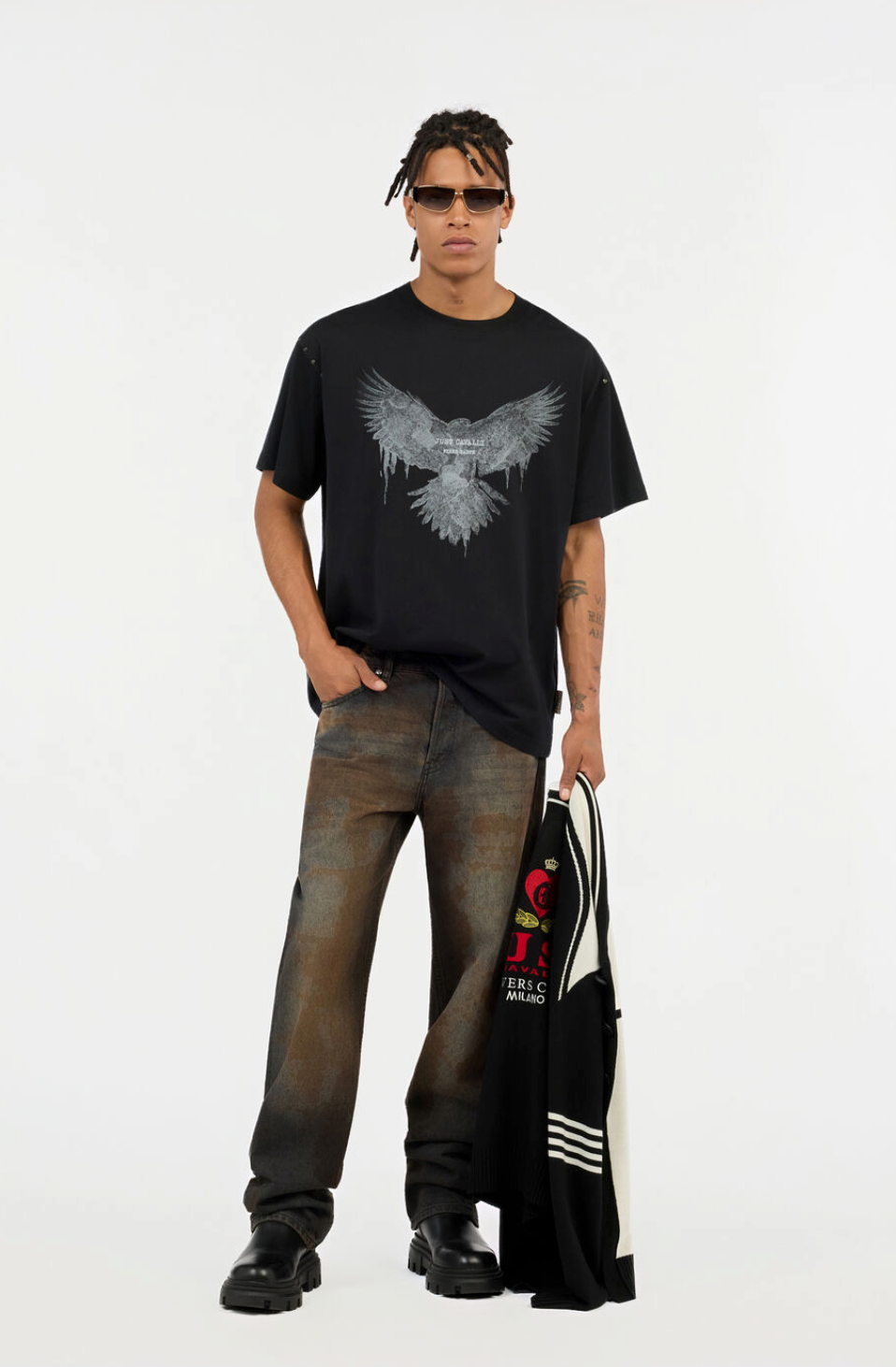 T-shirt JUST CAVALLI Stampa Aquila e Borchie