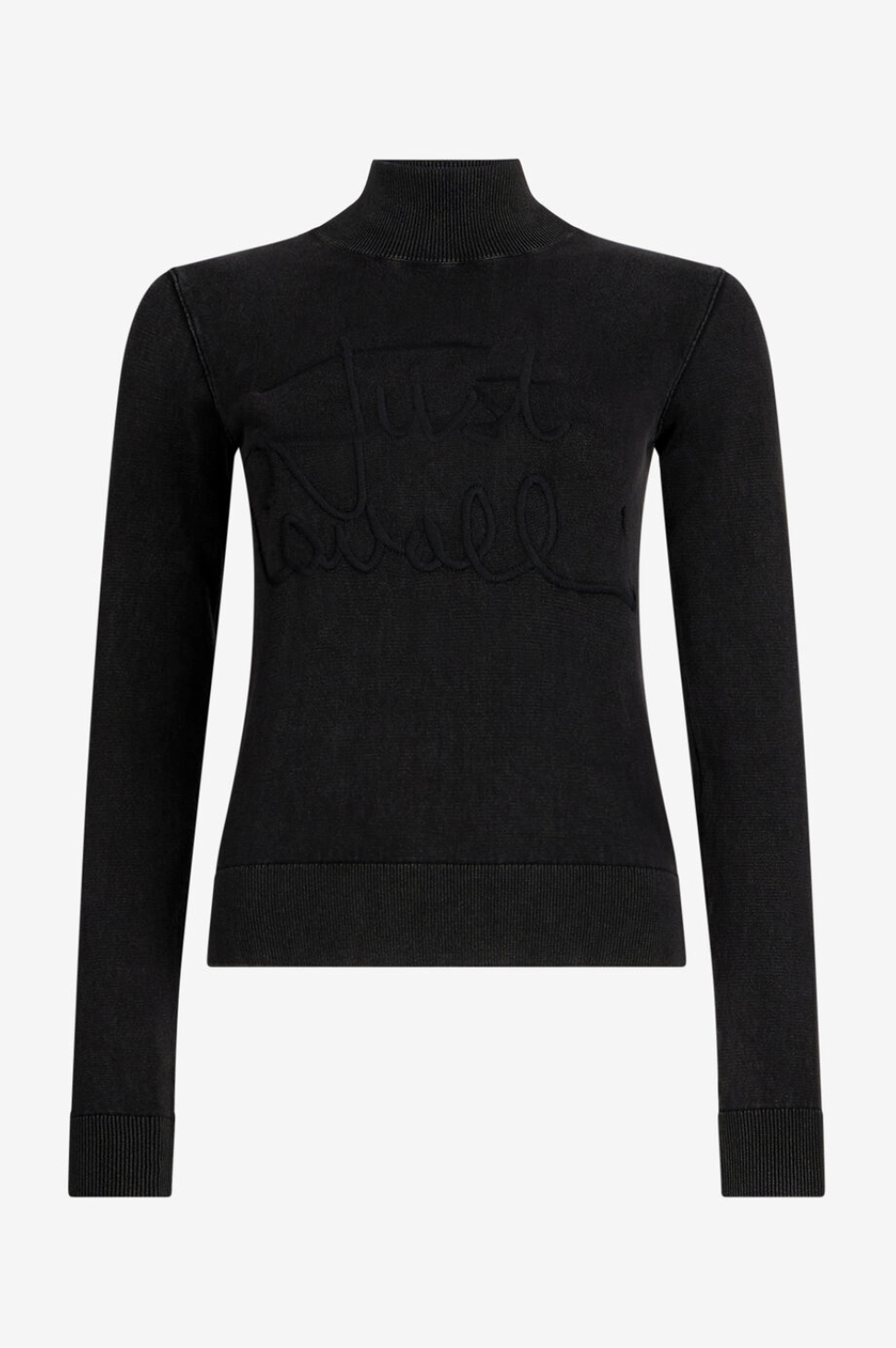 Maglione JUST CAVALLI A Collo Alto Nero Con Logo In Rilievo