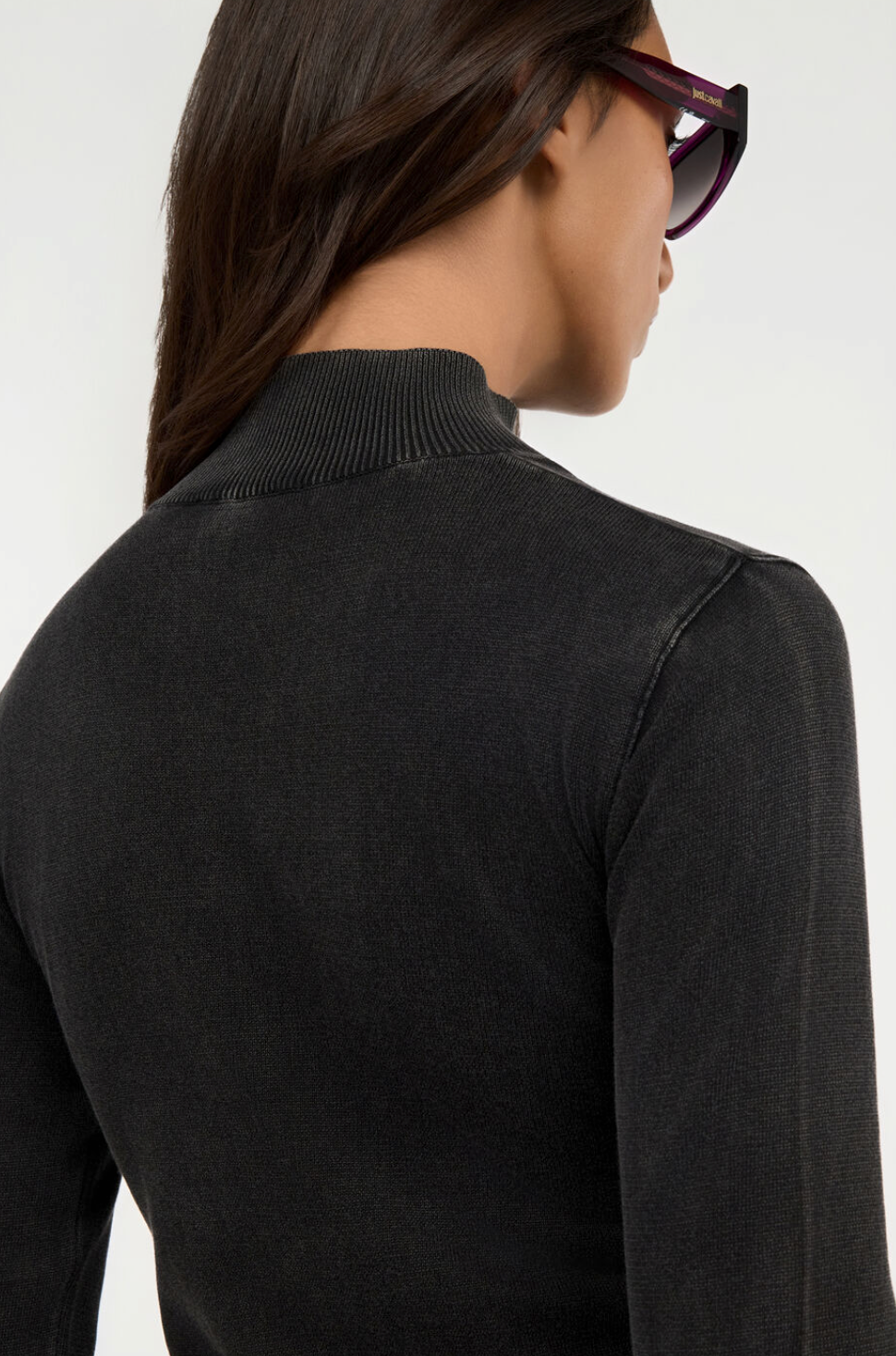 Maglione JUST CAVALLI A Collo Alto Nero Con Logo In Rilievo