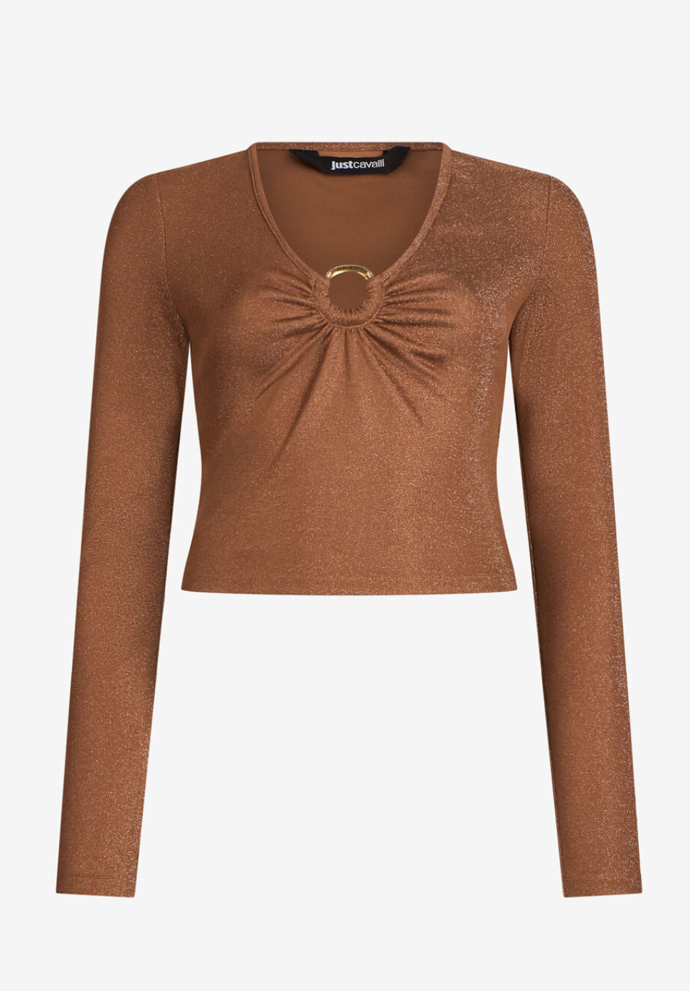 Top Crop JUST CAVALLI In Lurex Color Bronzo Con Anello