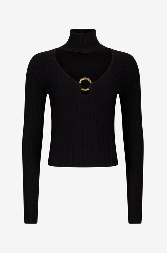 Maglione JUST CAVALLI Nero a Collo Alto con Cut-Out