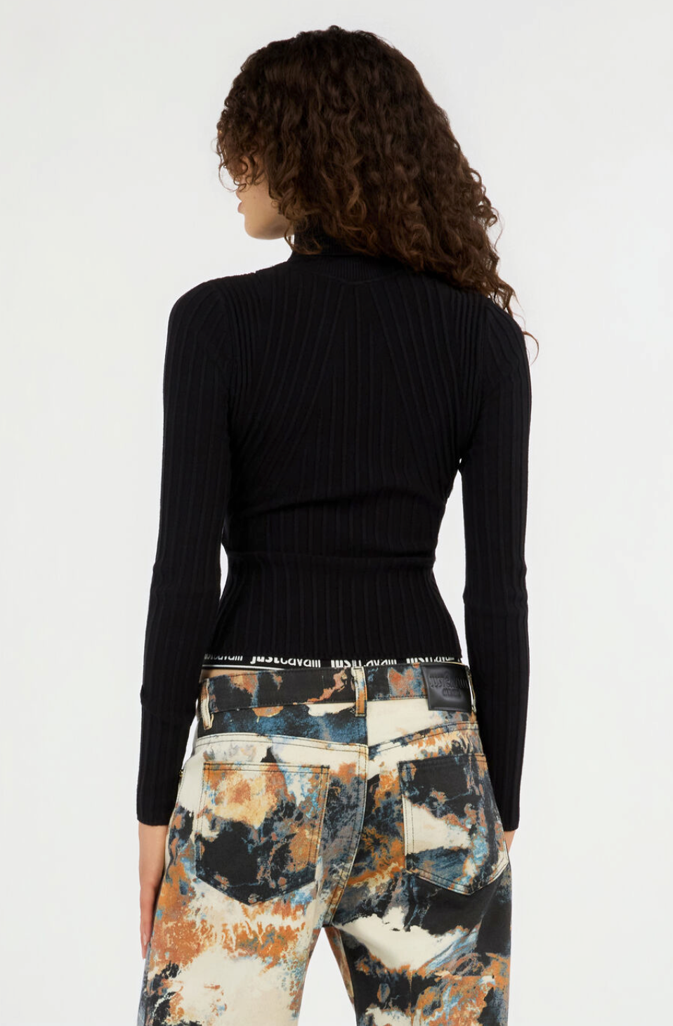 Maglione JUST CAVALLI Nero a Collo Alto con Cut-Out