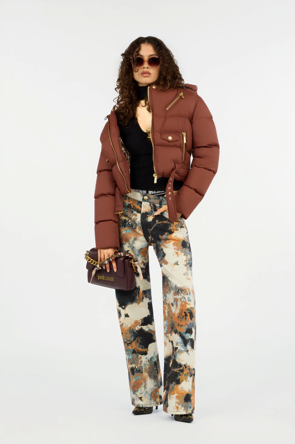 Maglione JUST CAVALLI Nero a Collo Alto con Cut-Out