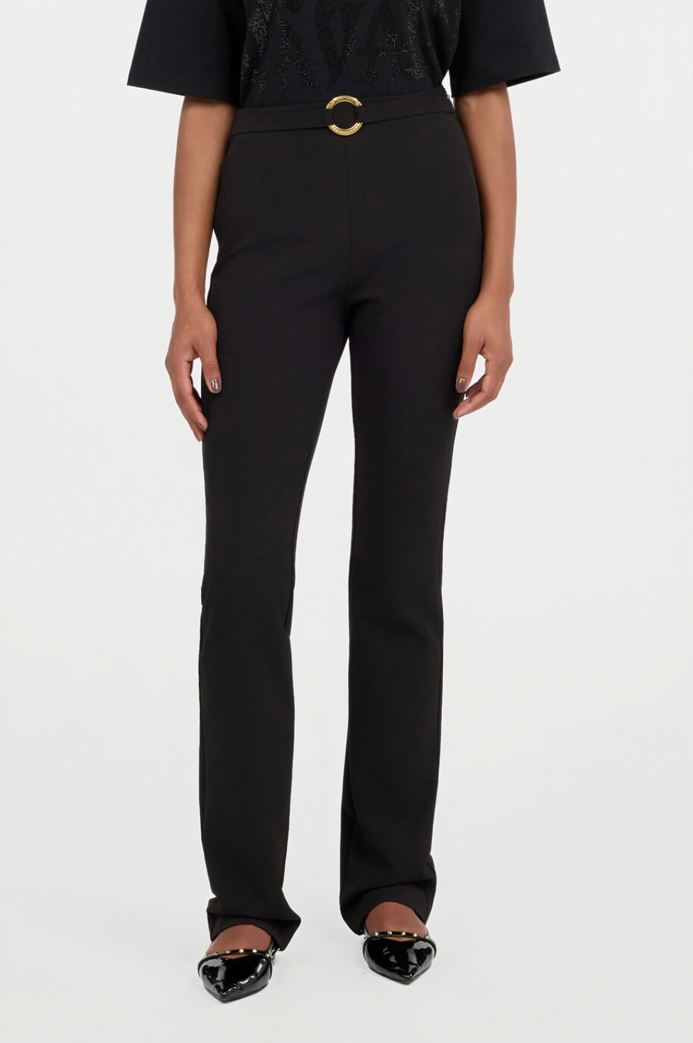 Pantaloni JUST CAVALLI Svasati Neri Con Fibbia
