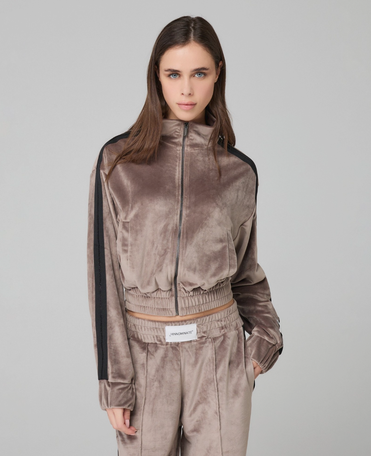 Felpa HINNOMINATE Full Zip In Ciniglia Con Banda In Lurex