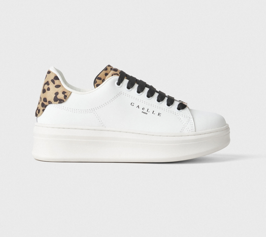 Sneakers GAELLE PARIS Addict In Action Leather Inserti Animalier E Passalaccio In Strass