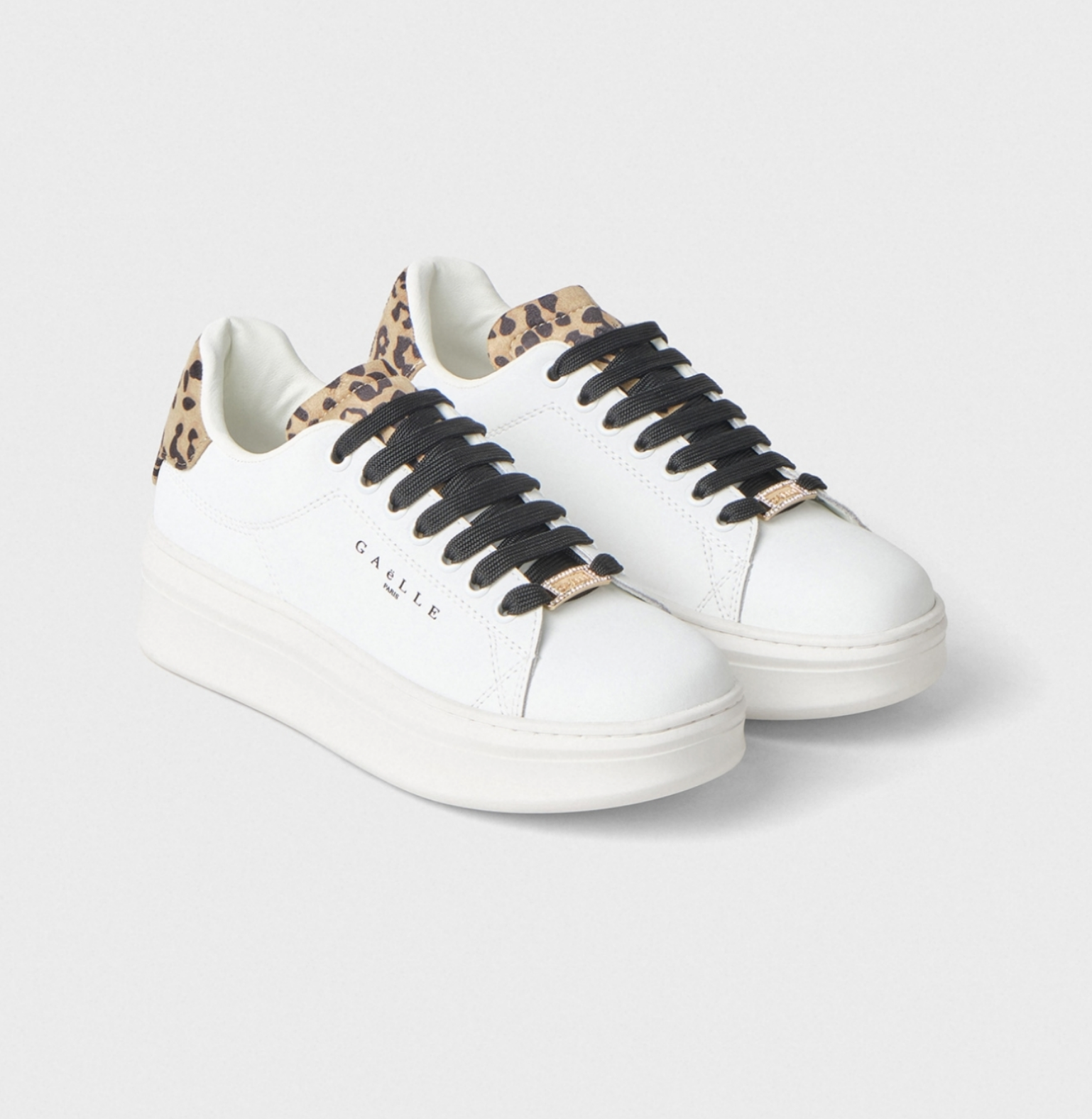Sneakers GAELLE PARIS Addict In Action Leather Inserti Animalier E Passalaccio In Strass