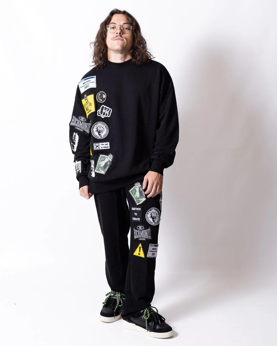 Felpa RICHMOND girocollo con multi-patch