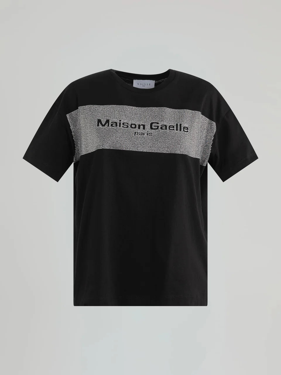 T-shirt GAELLE PARIS paricollo mezza manica con applicazione strass