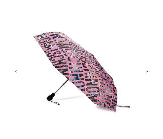 Ombrello MOSCHINO stampa multilogo rosa