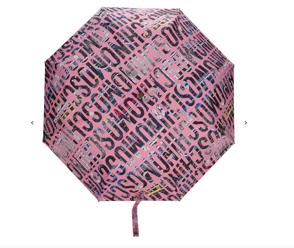 Ombrello MOSCHINO stampa multilogo rosa