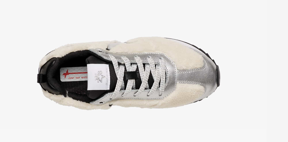 Sneakers W6YZ in pelle e ecofur - argento/bianco